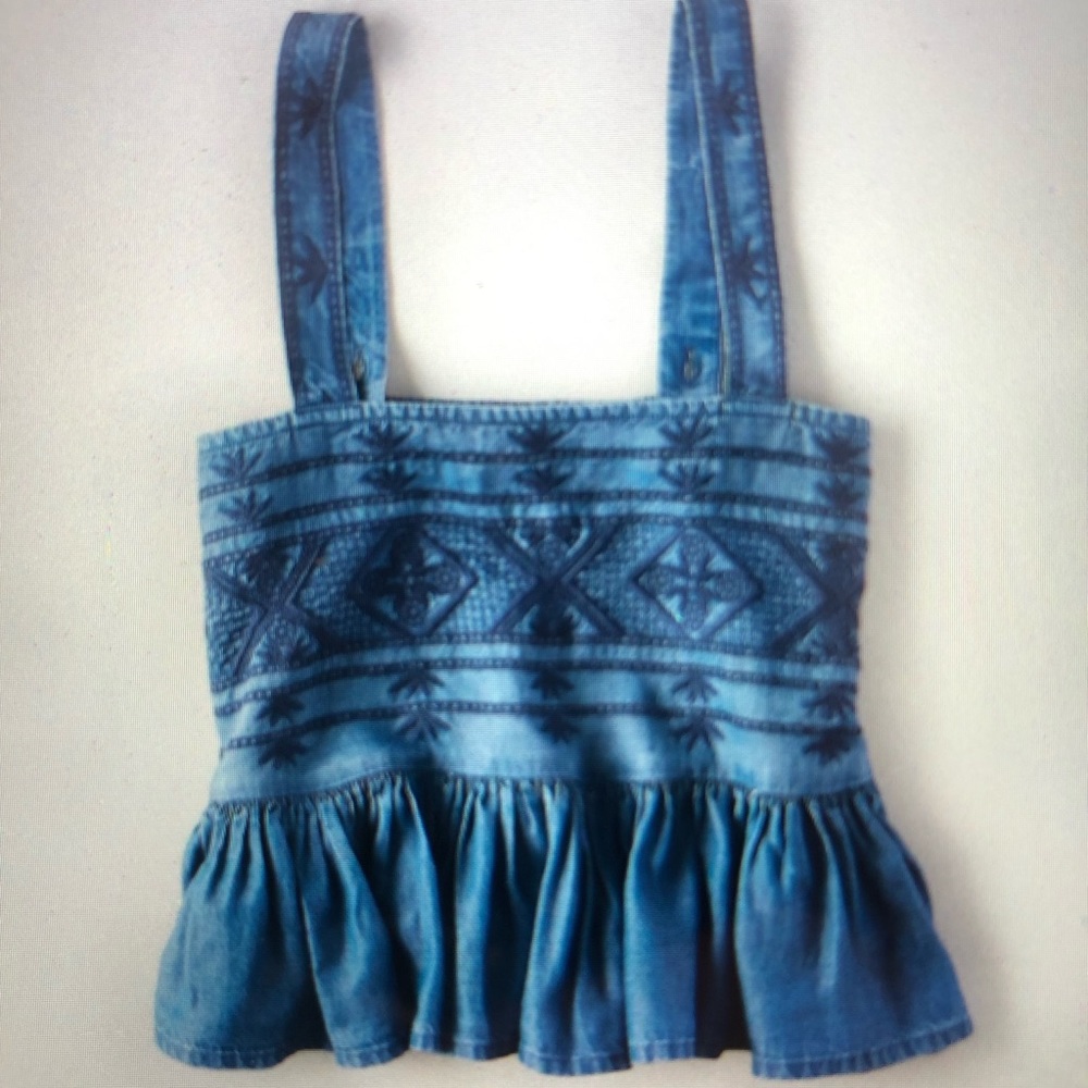 American Eagle Denim Embroidered Tank